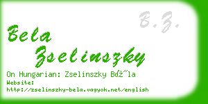 bela zselinszky business card